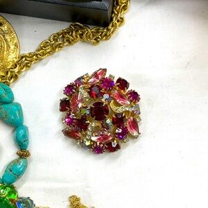 Juliana Red & Pink Brooch